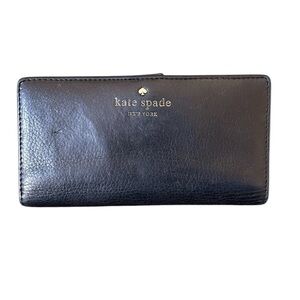 Kate Spade Black‎ Leather Large Bi-fold Wallet